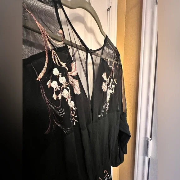 Free People Bonjour Black Embroidered Boho Dress, size XS - Picture 8 of 8